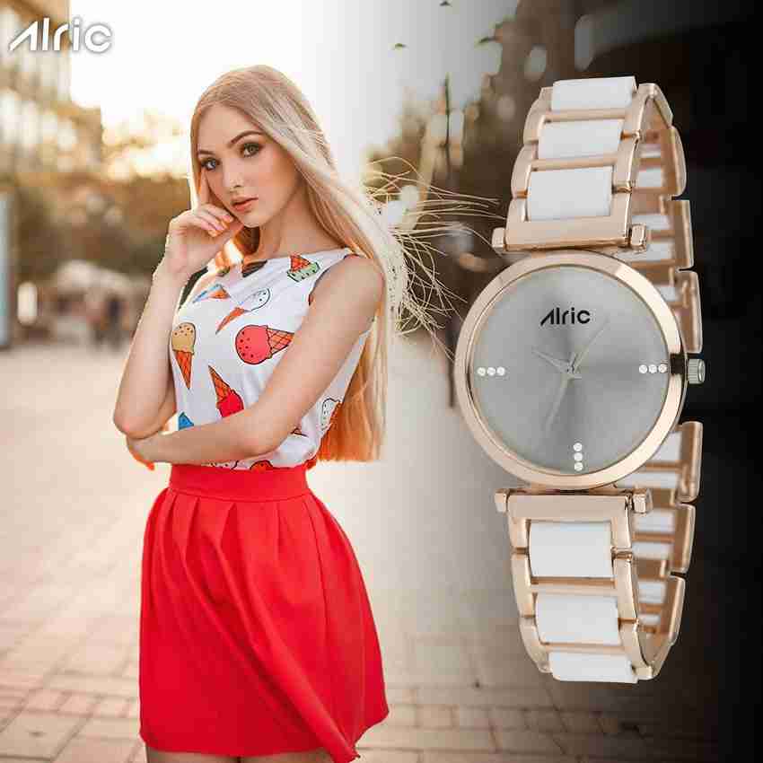 ALRIC Girls Watches Girls Watch Diamond Studded Rose Gold White Analog Watch For Women Buy ALRIC Girls Watches Girls Watch Diamond Studded Rose Gold White Analog Watch