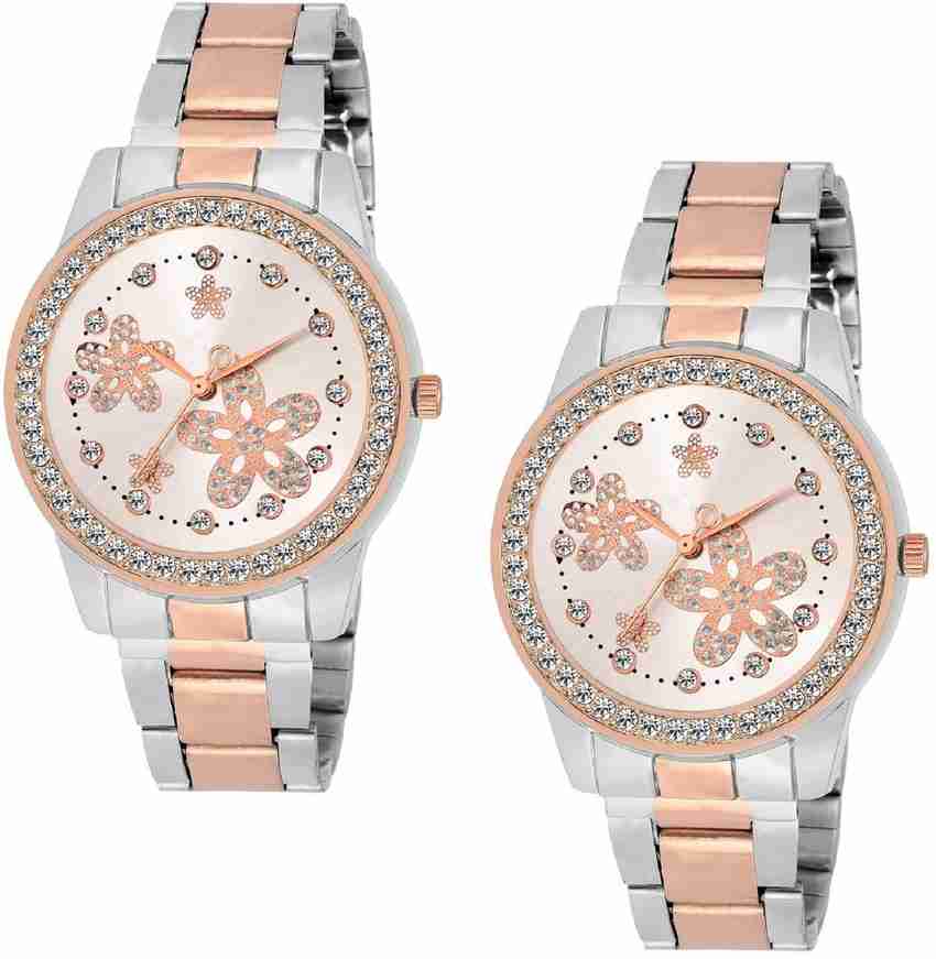 COSMIC Pack 2 Floral Dial Dual Tone Metal Chain Analog Watch For Women Buy COSMIC Pack 2 Floral Dial Dual Tone Metal Chain Analog Watch For Women Dual tone