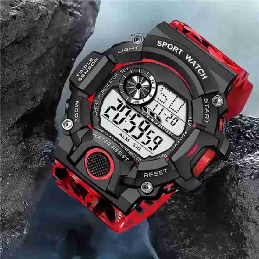 Red and black digital watch new arrivals