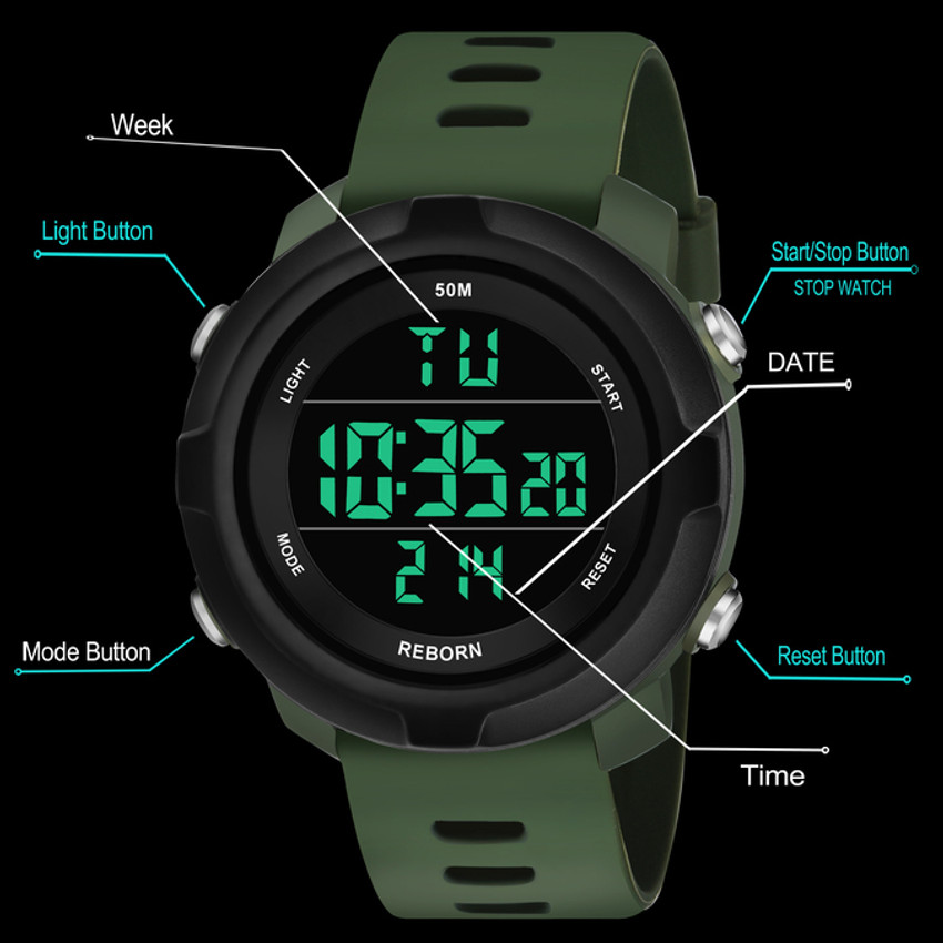 TrackFly 9062 GREEN Chronograph Multifunctional Sport Green Light LED fashionable wrist watch Digital Watch For Men Buy TrackFly 9062 GREEN Chronograph Multifunctional Sport Green Light LED fashionabl...