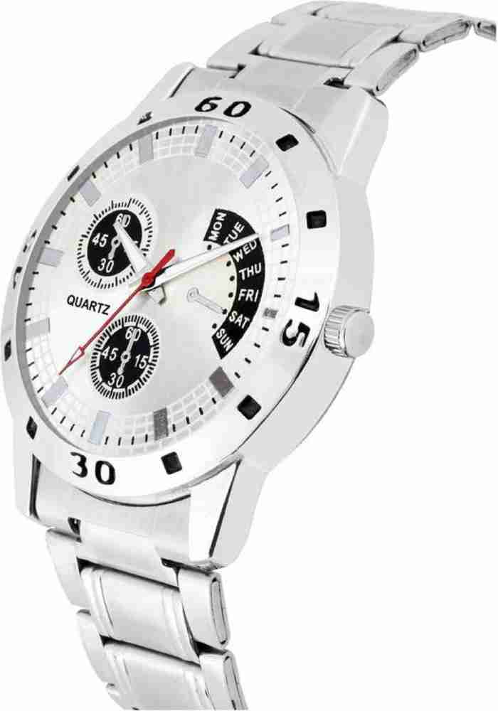 blutech Steel Chain White Dial Boys Watch Analog Watch For Men