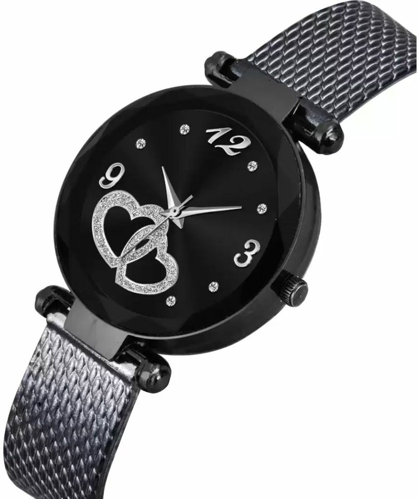 Miss Perfect Miss perfect Black Heart Dial PU Belt Watch For Girls