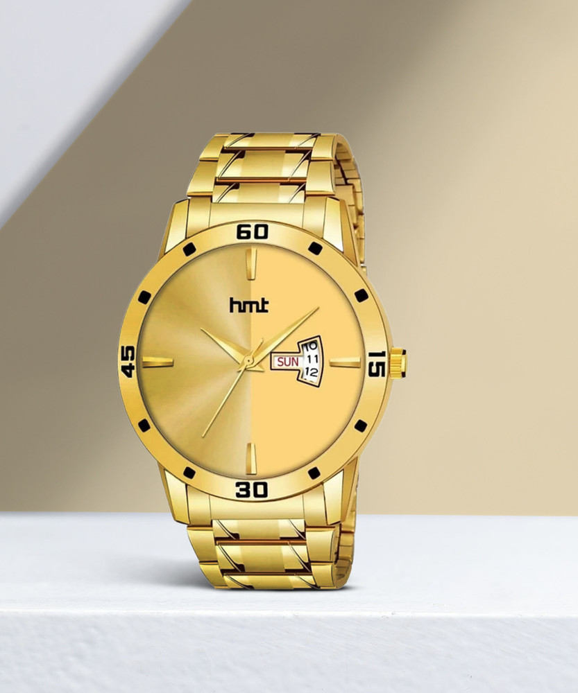 HMT DLX 2801 Exclusive Premium Gold Plated Dial Gold Golden Chain Day Date Functioning Analog Watch For Men Buy HMT DLX 2801 Exclusive Premium Gold Plated Dial Gold Golden