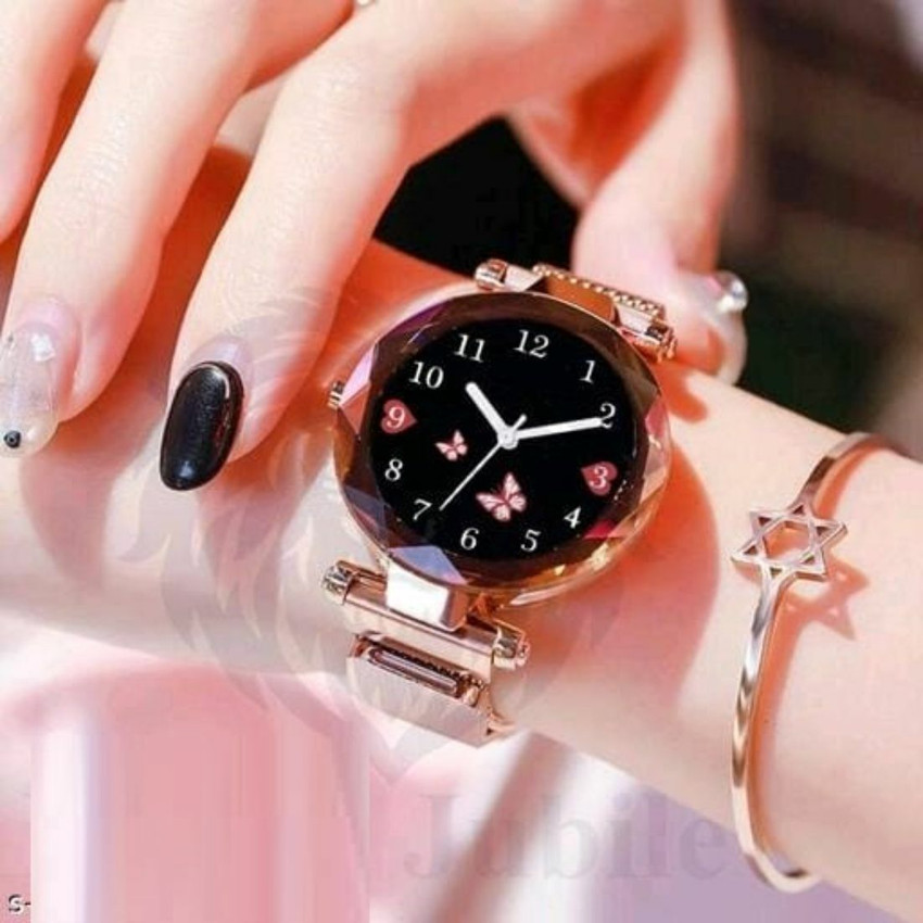 HRV Analog Watch For Women Buy HRV Analog Watch For Women Butterfly Print Black Dial Rose Gold Megnet Girls Wrist Watch Online at Best Prices in India Flipkart