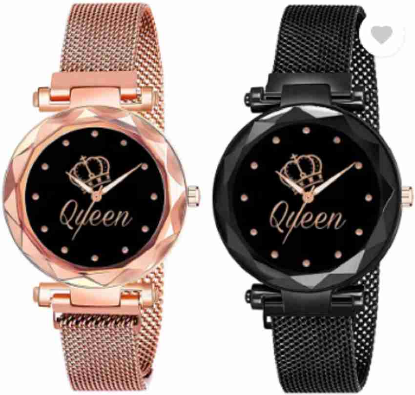 Miss Perfect Girls 2 Queen Dial Magnetic Strap Luxury Gold and Black No Analog Watch For Women Buy Miss Perfect Girls 2 Queen Dial Magnetic Strap Luxury Gold and Black