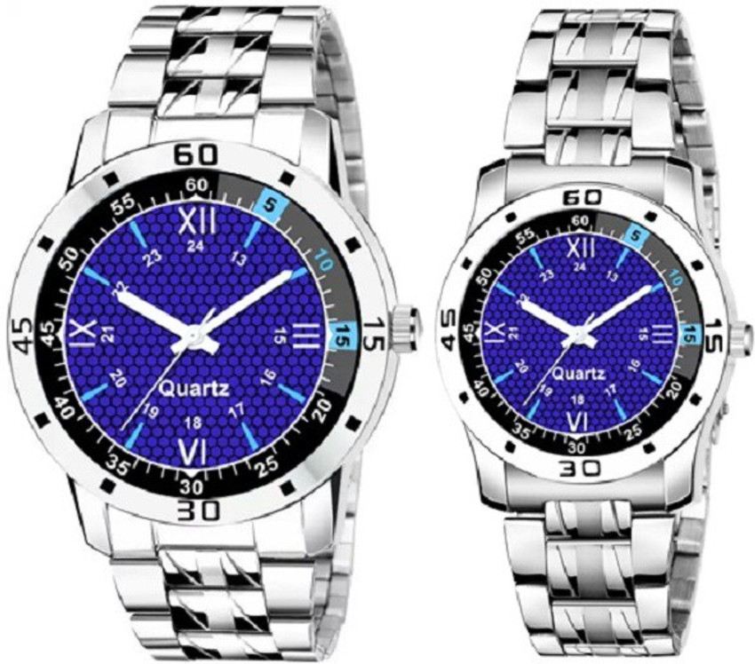 THE STATUS Stainless Steel Blue Dial Analog Watch For Couple