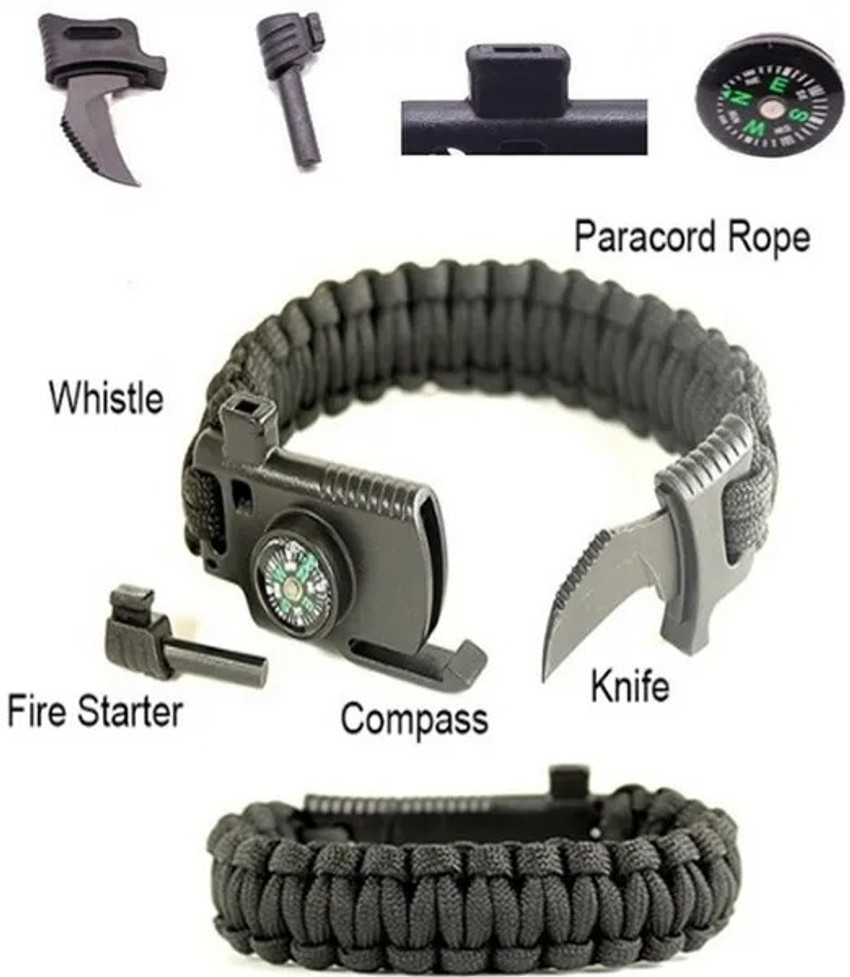 ZVR Fire Starter Bracelet Paracord Compass Camping With Flint Whistle Knife Men Women Price in India Buy ZVR Fire Starter Bracelet Paracord Compass Camping With Flint Whistle Knife Men Women online at...