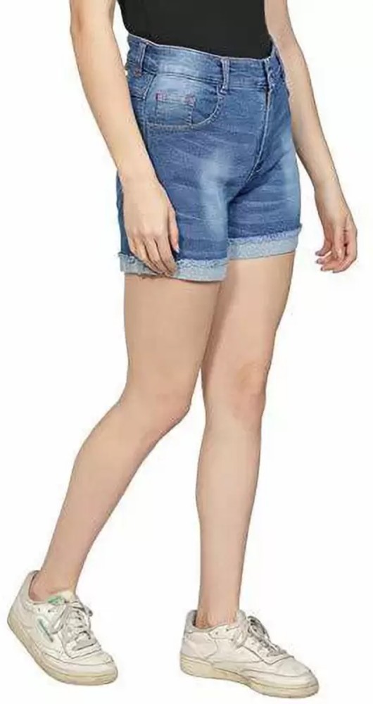 Kely Denim Double Stretch Jean Shorts for Women, with 2 Button Closure,  Dark Blue, X-Small : : Everything Else