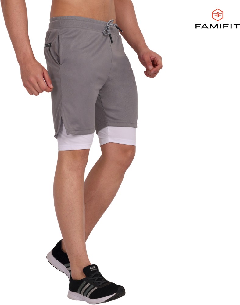 FAMIFIT Solid Men Grey Sports Shorts - Buy FAMIFIT Solid Men Grey Sports  Shorts Online at Best Prices in India