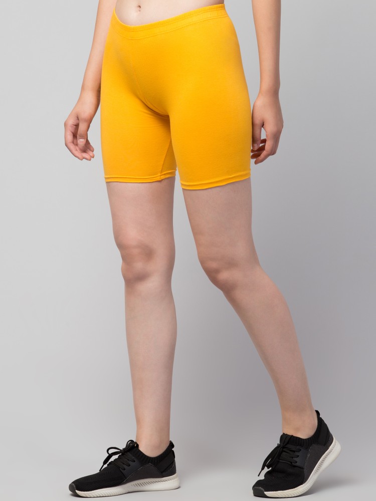 Western Fashion Solid Women Yellow Sports Shorts - Buy Western Fashion  Solid Women Yellow Sports Shorts Online at Best Prices in India