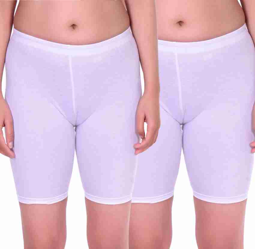White lycra shorts ladies on sale