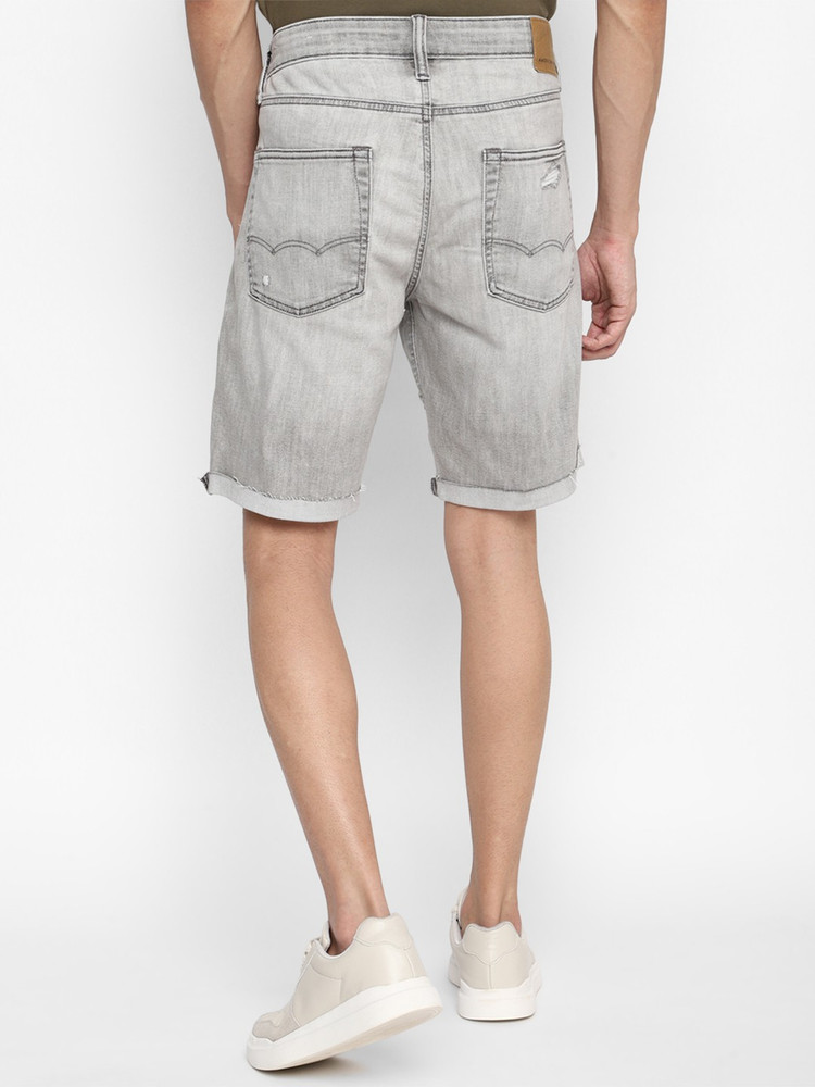 Mens grey top denim shorts
