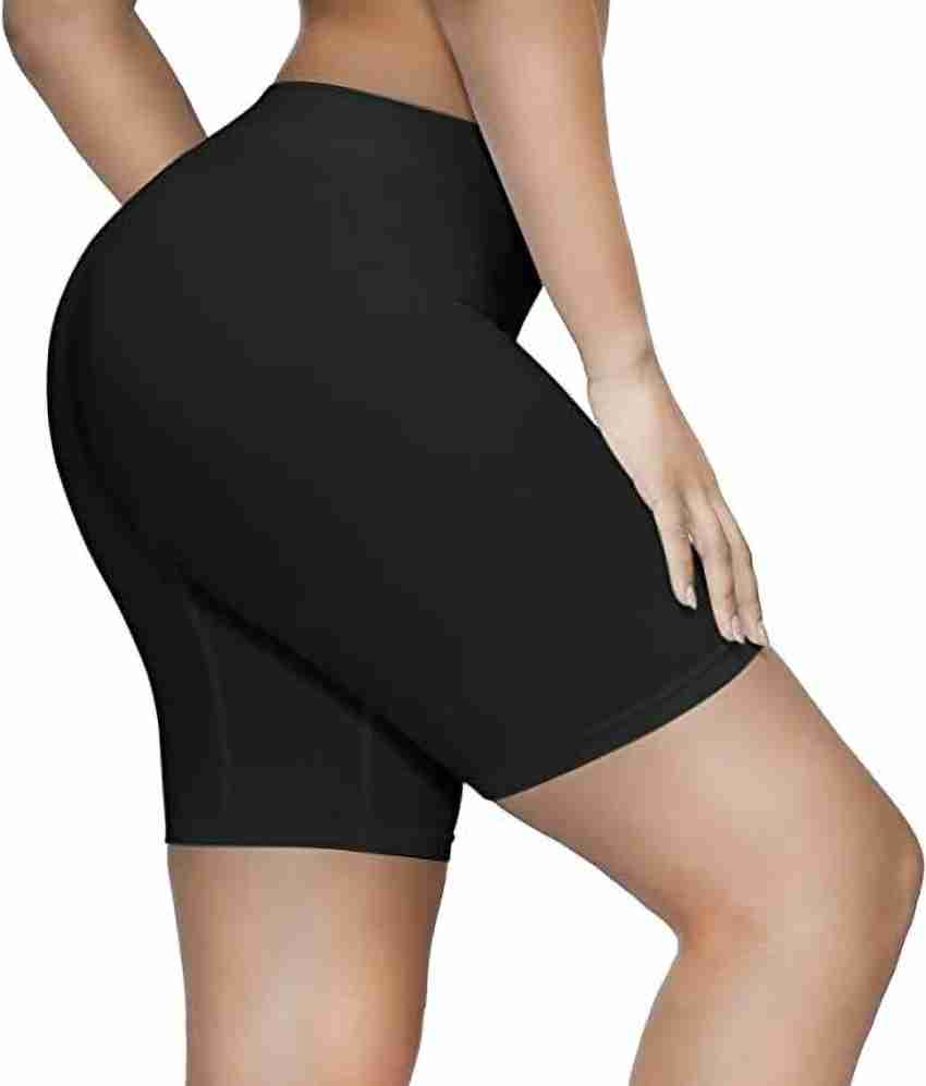 ZIPPOX Women Solid Slim Fit Nylon Lycra Capri Leggings (Black)Pack of 2