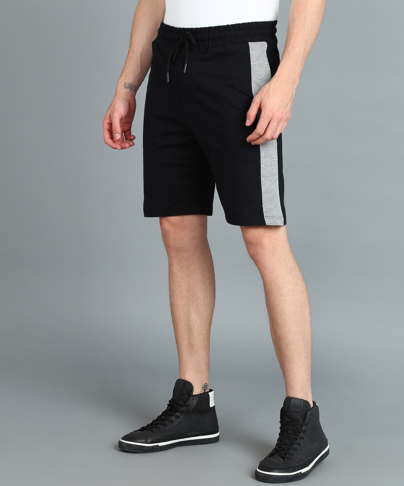 Urbano Fashion Color Block Men Black Basic Shorts