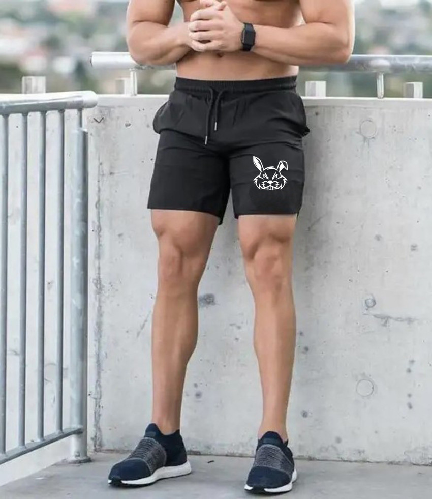 Cartaz Solid Men Black Basic Shorts Gym Shorts Regular Shorts