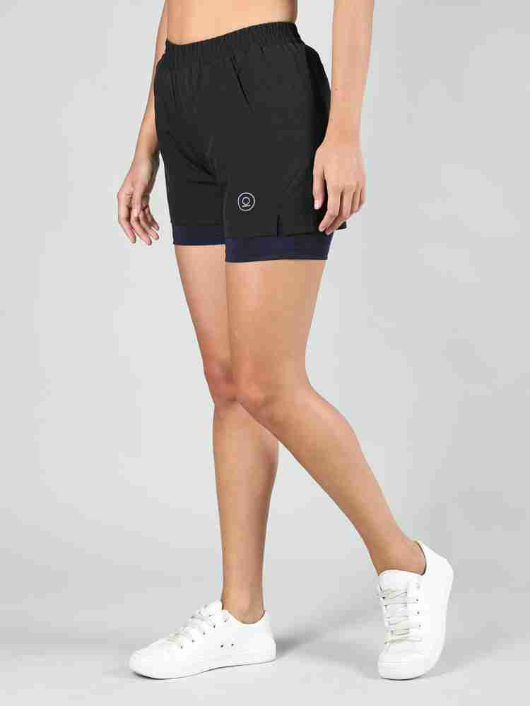 CHKOKKO Solid Women Black Sports Shorts - Buy CHKOKKO Solid Women