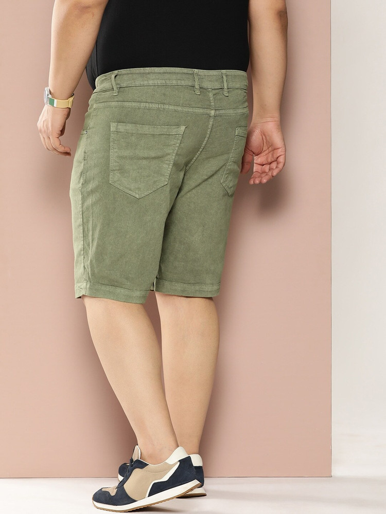 Olive green clearance denim shorts