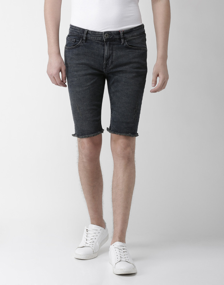 Mens black denim shorts online