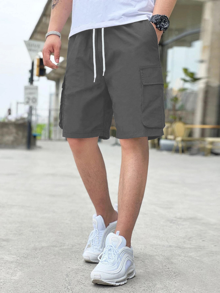 theplanetcool Solid Men Dark Grey Sports Shorts