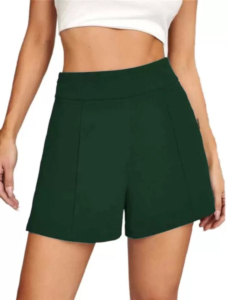 Shine N Show Solid Women Dark Green High Waist Shorts Buy Shine N Show Solid Women Dark Green High Waist Shorts Online at Best Prices in India Flipkart