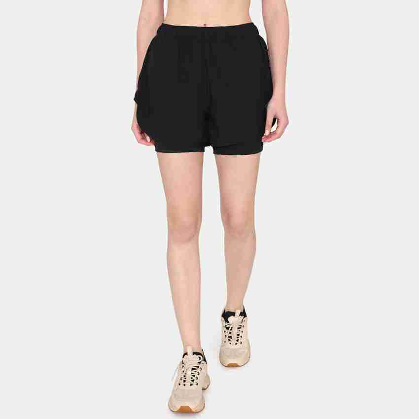 Zelocity by Zivame Solid Women Black Sports Shorts - Buy Zelocity by Zivame  Solid Women Black Sports Shorts Online at Best Prices in India