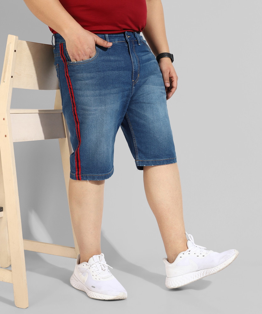 Instafab Plus Dyed Washed Men Denim Blue Denim Shorts Buy