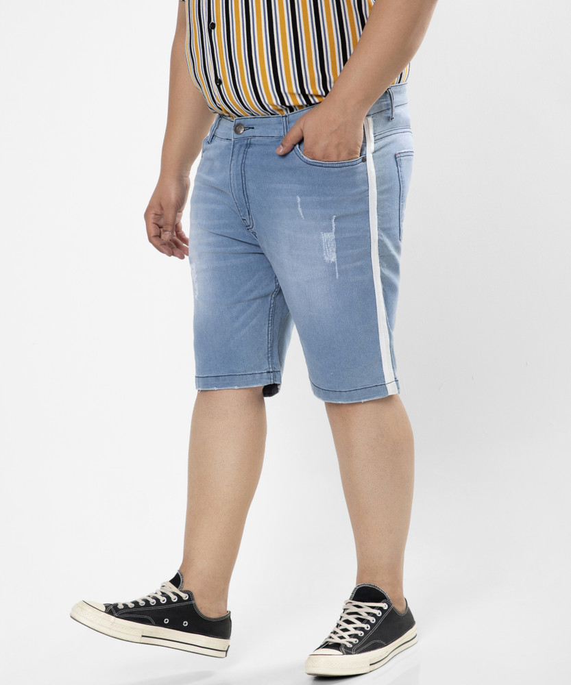 Instafab Plus Solid Men Denim Light Blue Denim Shorts