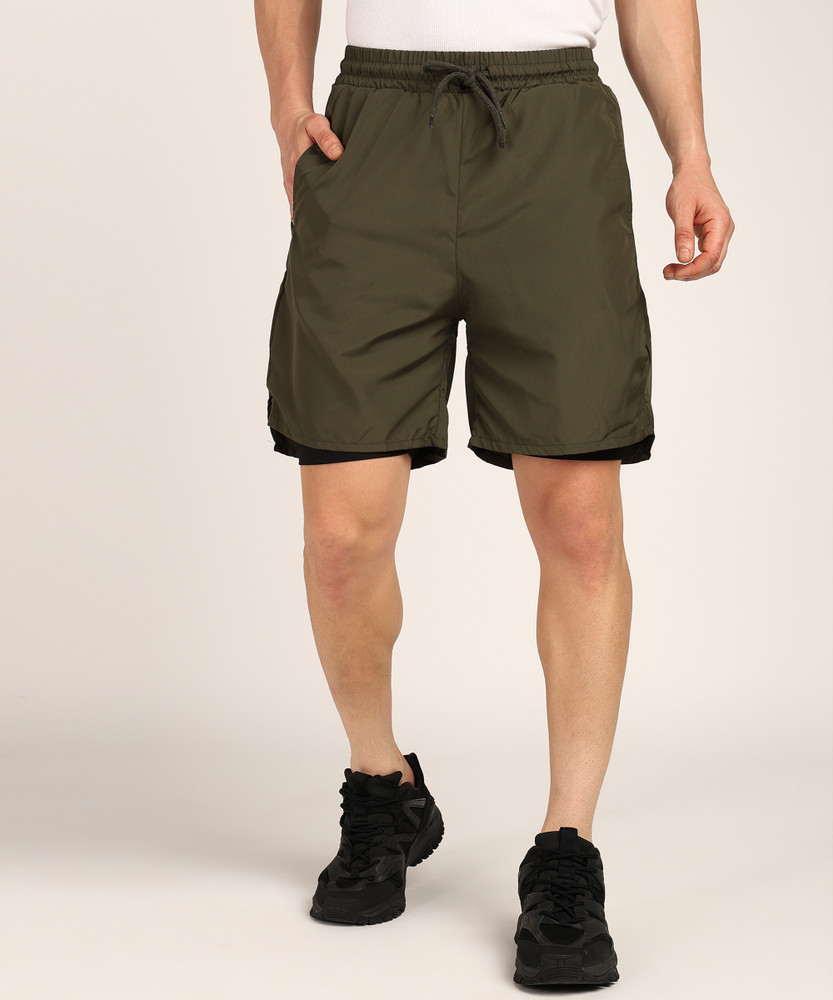 Trendyol Solid Men Khaki Sports Shorts Buy Trendyol Solid Men