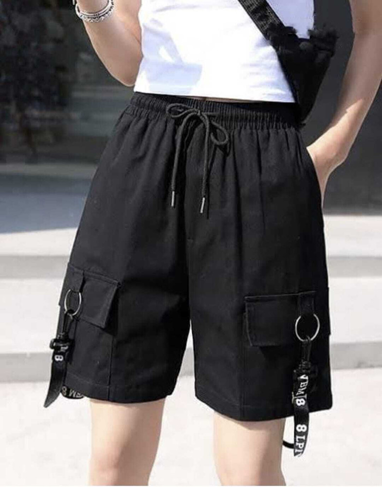 Womens black knee length shorts on sale