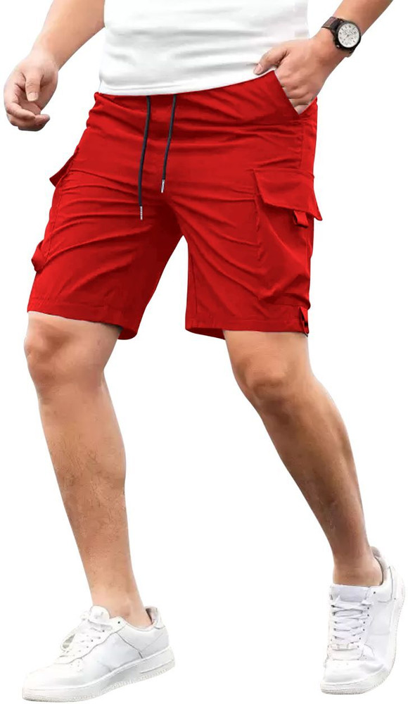 Red discount cargo shorts