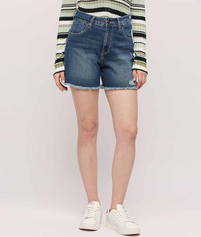 Pepe Jeans Distressed Women Blue Denim Shorts Buy Pepe Jeans Distressed Women Blue Denim Shorts Online at Best Prices in India Flipkart