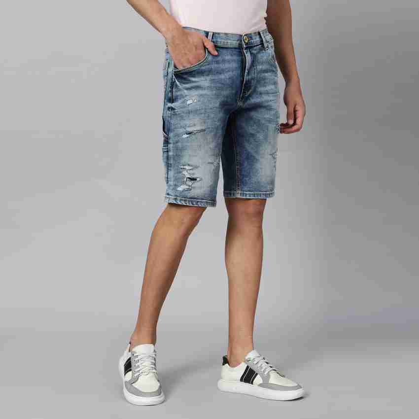 Buy Highlander Grey Washed Print Slim Fit Denim Shorts For, 54% OFF