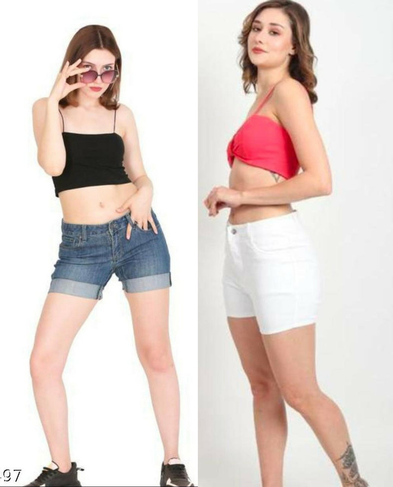 SURJEET Solid Women Blue White Denim Shorts Buy SURJEET Solid Women Blue White Denim Shorts Online at Best Prices in India Flipkart