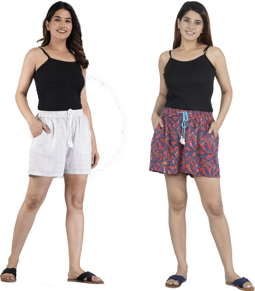 Hariyali Printed Women Maroon White Hotpants Buy Hariyali