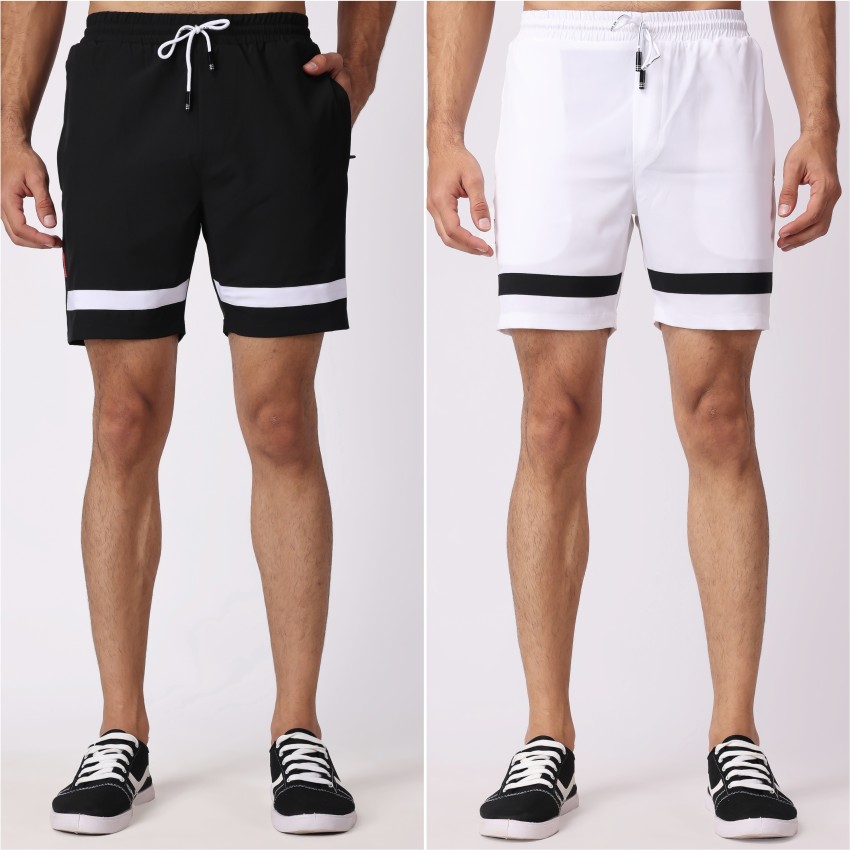 FABSTIEVE Solid Men White, Blue Regular Shorts - Buy FABSTIEVE Solid Men  White, Blue Regular Shorts Online at Best Prices in India