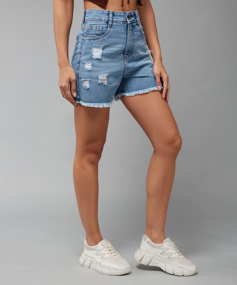 Miss Chase Distressed Women Blue Denim Shorts Buy Miss Chase