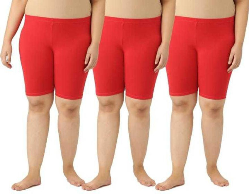 F A T A H Solid Women Red Cycling Shorts Buy F A T A H Solid