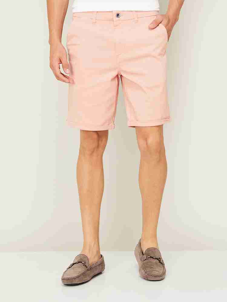 Mens pink denim shorts top