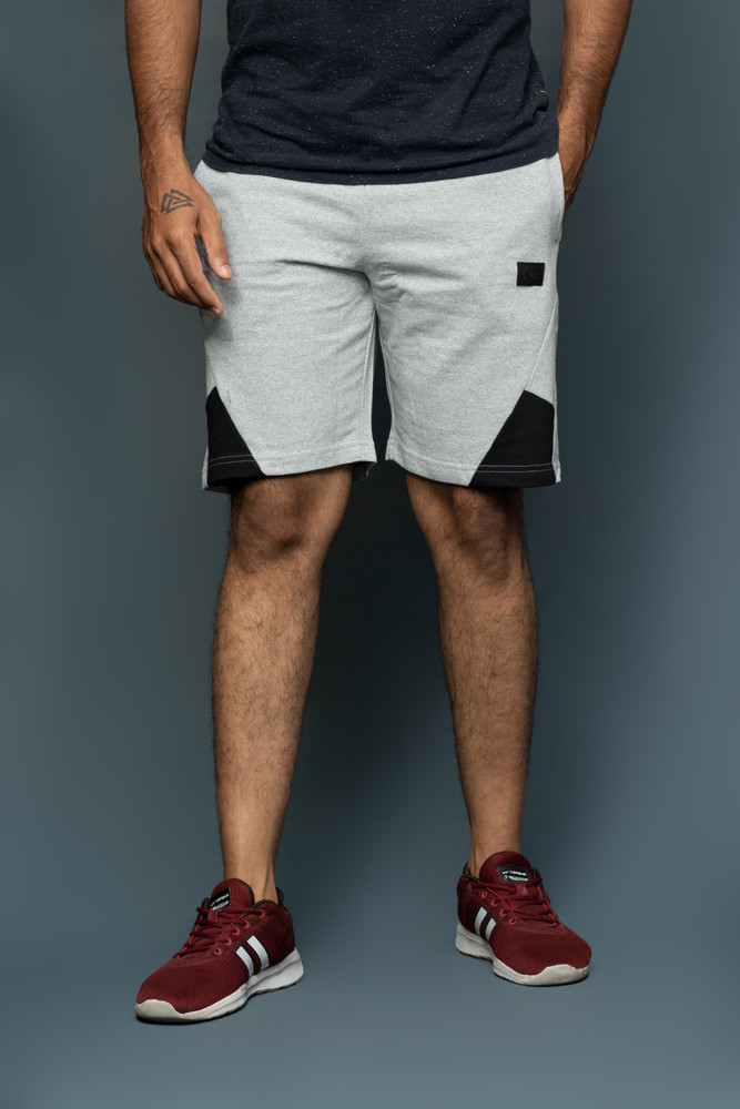 CornerKick Solid Color Block Men Silver Sports Shorts Buy
