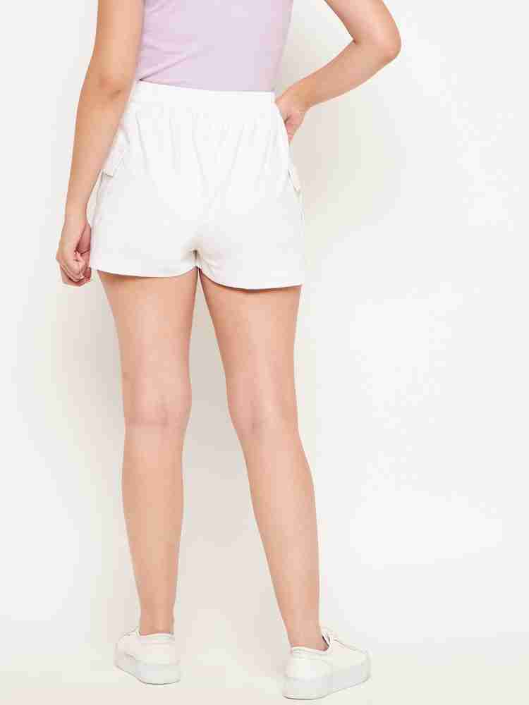 WineRed Solid Women White Casual Shorts - Buy WineRed Solid Women White Casual  Shorts Online at Best Prices in India