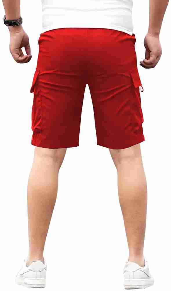Red cargo shorts hotsell