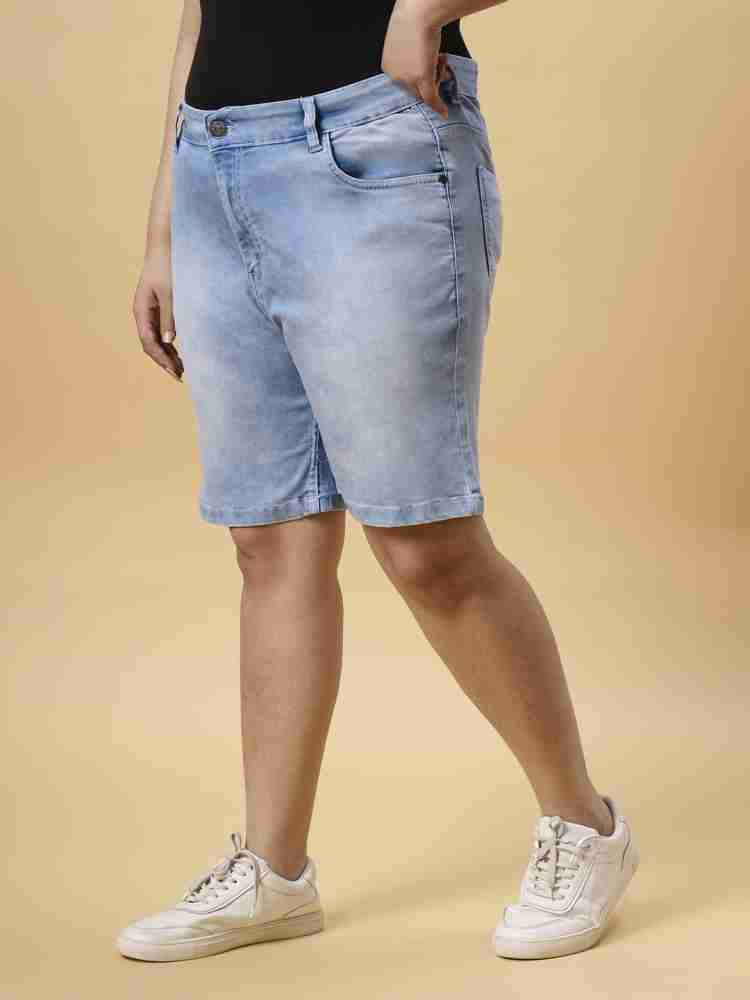 Zush Denim Plus size casual stretchable blue color Shorts for Women's – zush