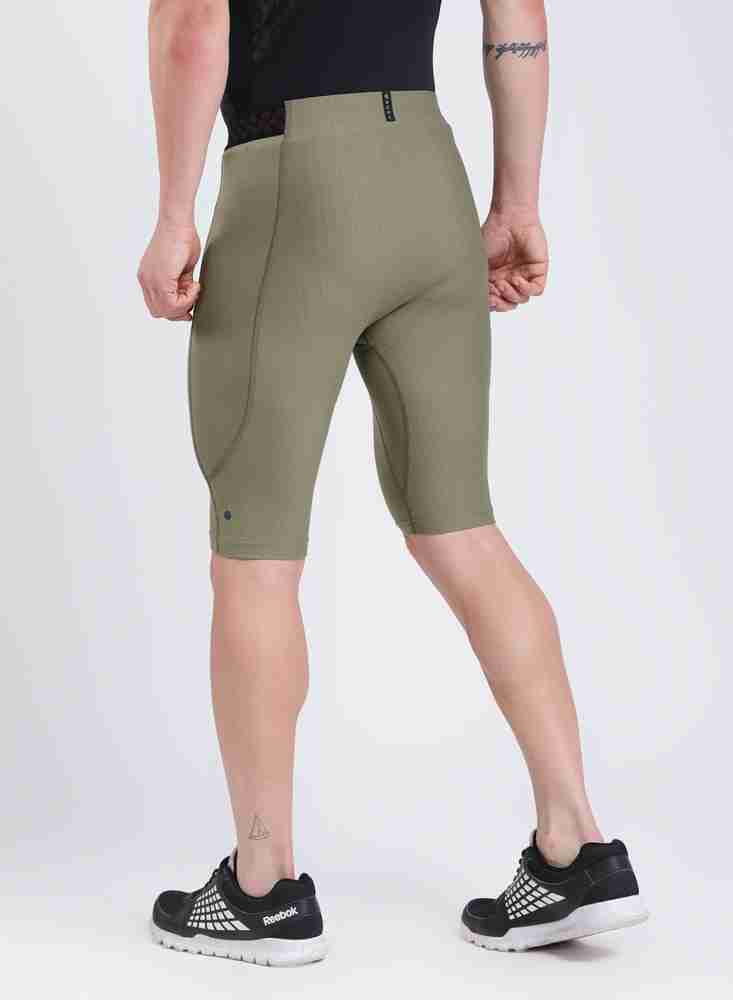 Mens green top compression shorts