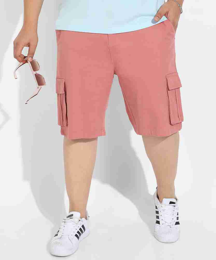 Mens pink top cargo shorts