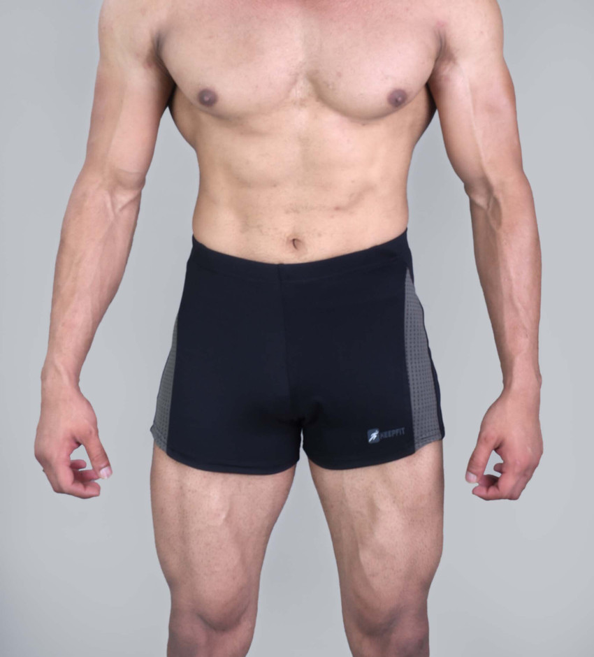 Keepfit men black swimming trunks with contrast designing Solid