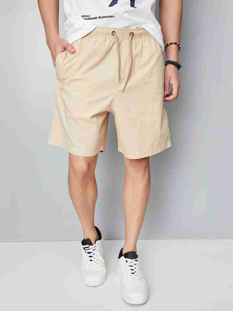 MAX Solid Men Beige Casual Shorts