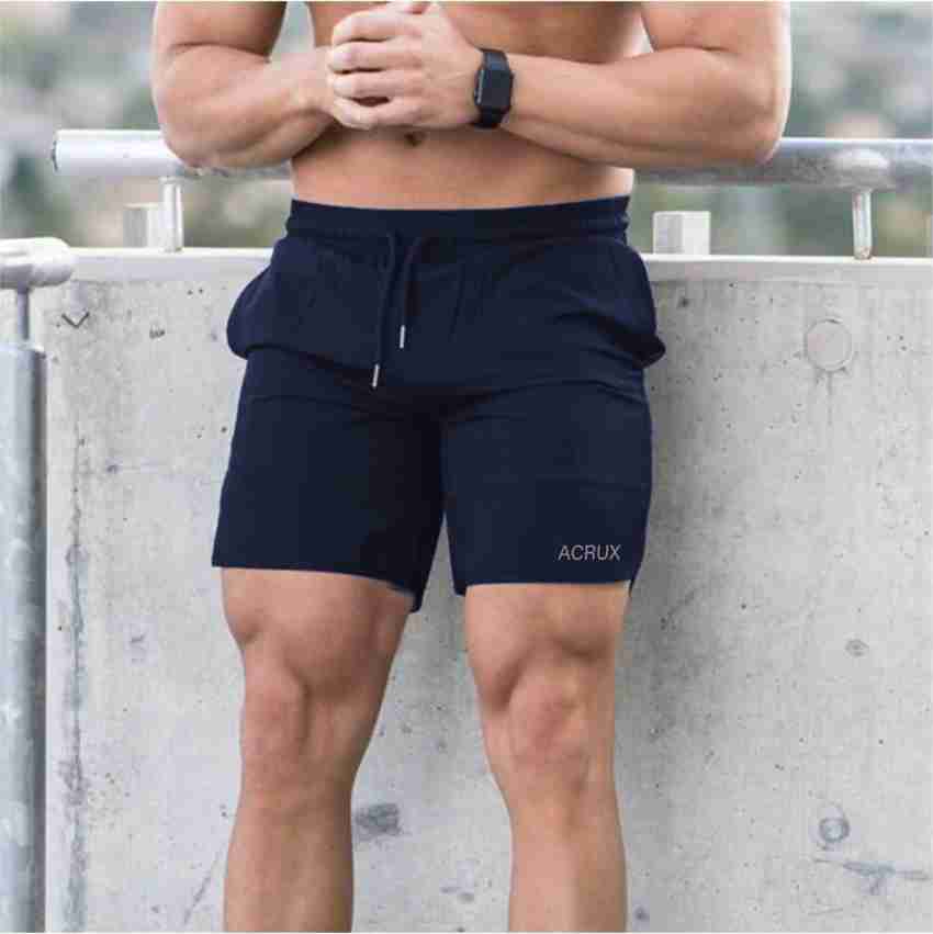 Acrux Solid Men Blue Sports Shorts, Gym Shorts - Buy Acrux Solid
