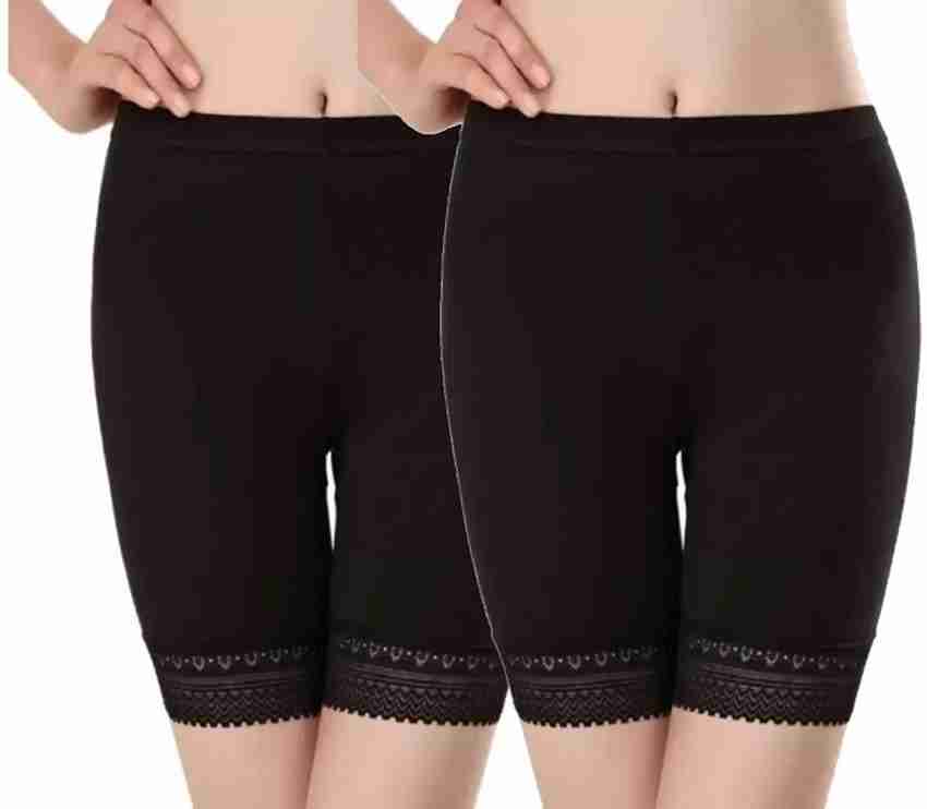 Black cycling shorts with lace trim 2025