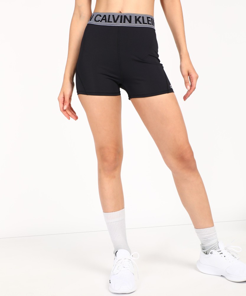 Calvin Klein Jeans Solid Women Black Sports Shorts - Buy Calvin