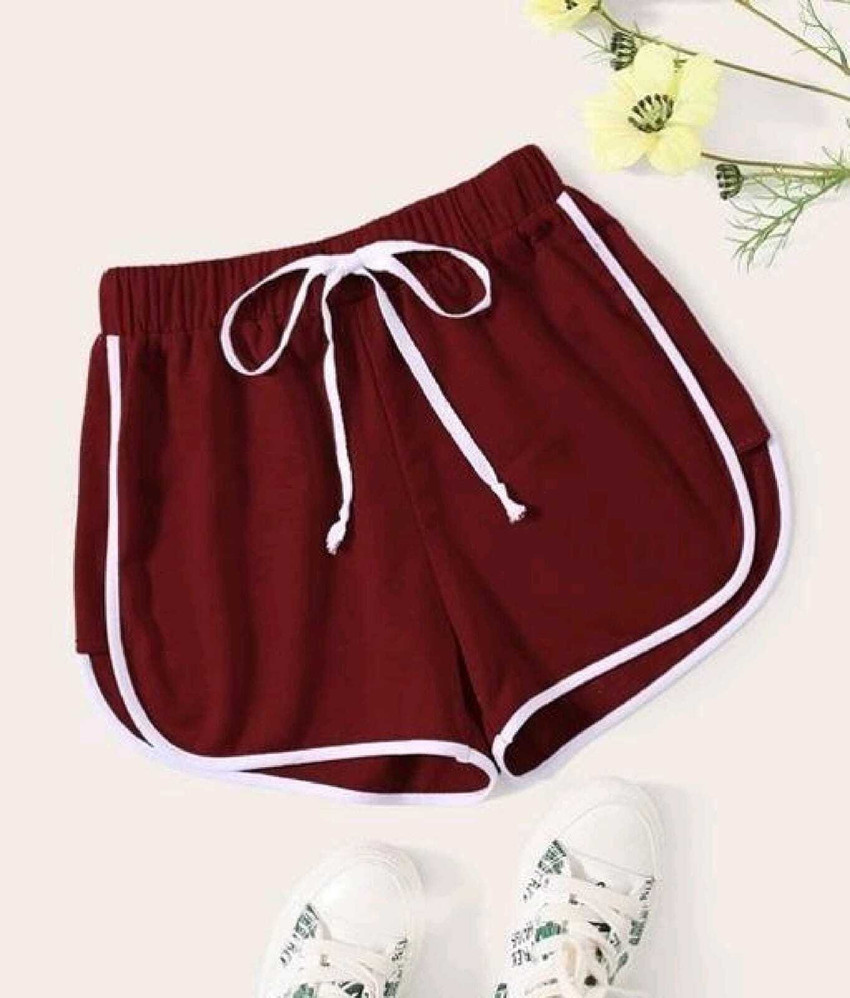 Maaruti Solid Women Maroon Hotpants Buy Maaruti Solid Women